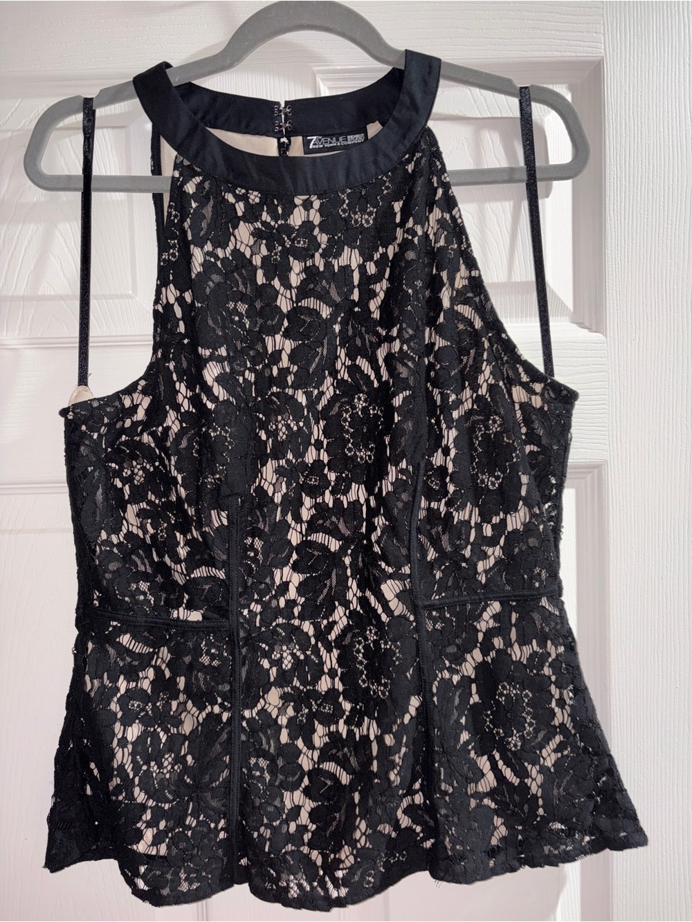 New York & Company Black Lace Halter Camisole with Nude Underlay NWT